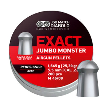 JSB Exact Jumbo Monster .22 caliber diabolo pellets, 25.39 grain, 200 count