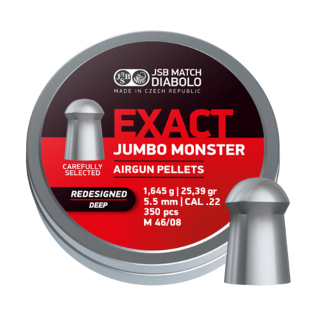 JSB Exact Jumbo Monster Redesigned Deep .22 caliber pellets, 25.39 grain, 350 count