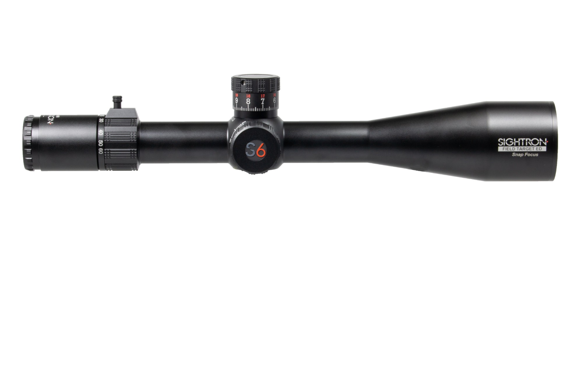Sightron S6 10-60×56 ED FT Snap Focus, side view Sightron S6 10-60x56 ED FT Snap Focus, side view
