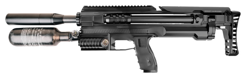 SKOUT EVO Compact side view SKOUT EVO Compact air rifle, left side